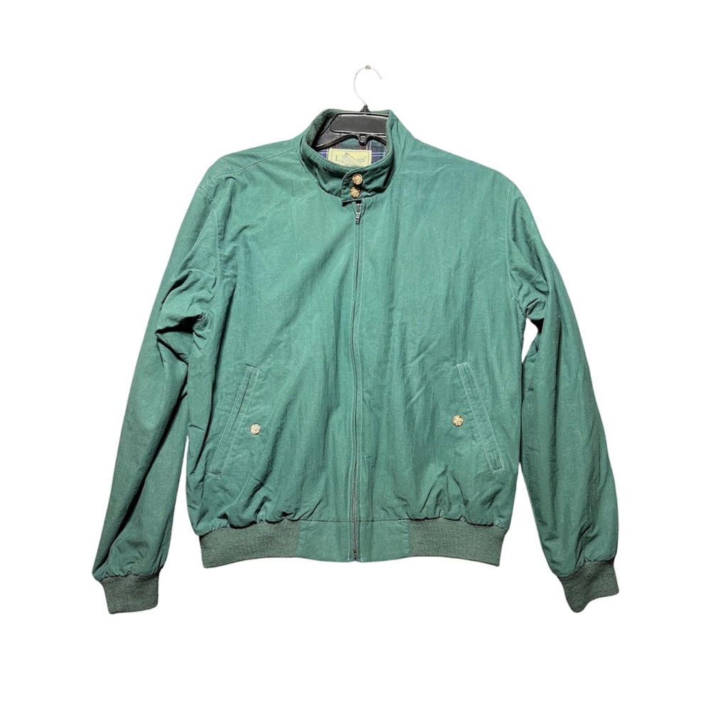 L.L. Bean Harrington Jacket Men M Green Plaid Lined Full Zip L662